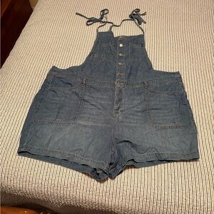 Torrid Blue Jean Overall Shorts